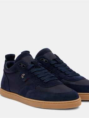 Christian Louboutin Women's Navy Suede & Nylon Sneakers with Gum Sole